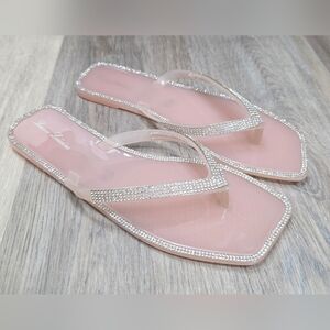 Lauren Lorraine Tampa Pink Rhinestone Jelly Flip Flips Size 8.5 - New In Box